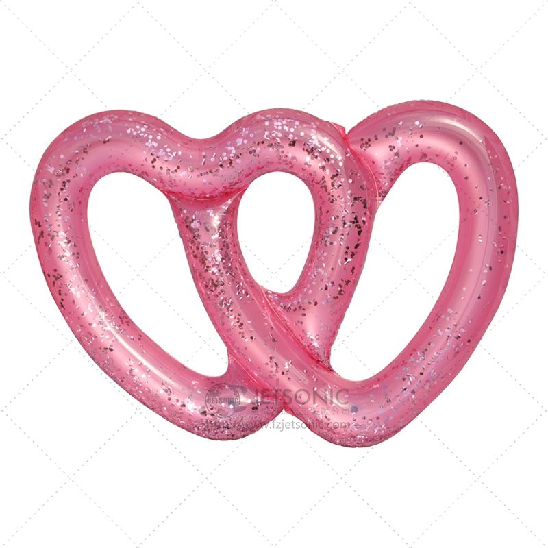 Inflatable Family Pool Ring Heart Pink