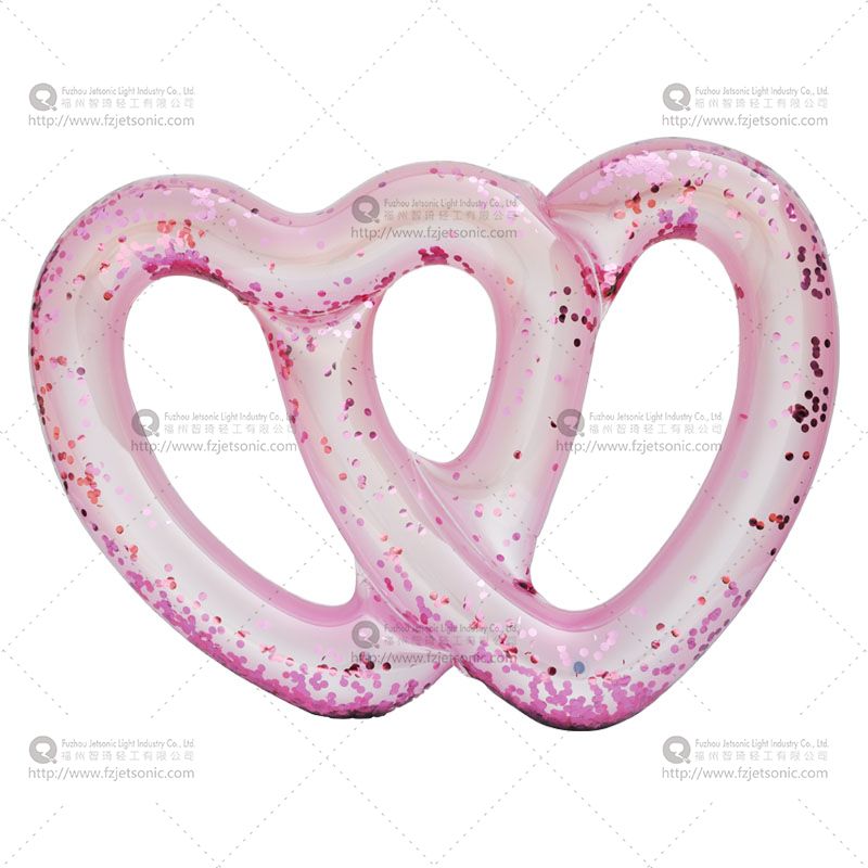 Inflatable Family Pool Ring Heart Clear