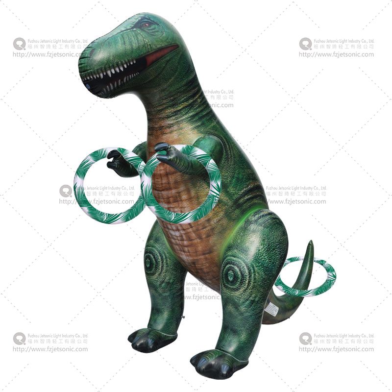 Inflatable Tyrannosaurus with sprinkler